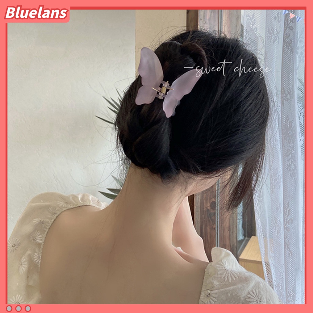 Bluelans Jepit Rambut Cakar Bentuk Kupu-Kupu Gigi Silang Gaya Elegan Untuk Aksesoris