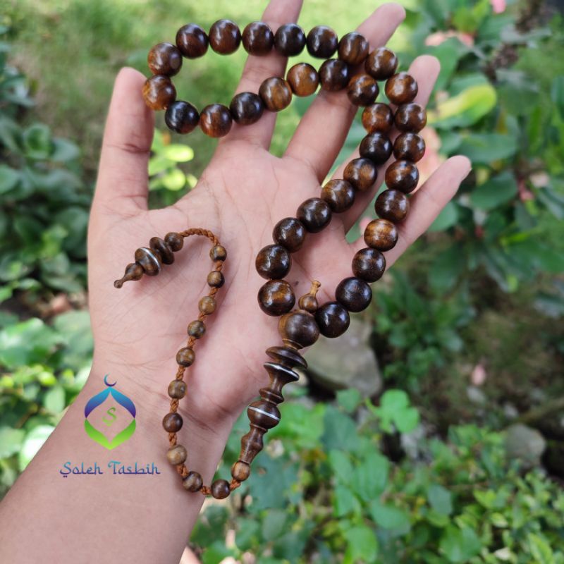 Tasbih Kayu Galih Kemuning Hitam Size 12mm, Isi 33 Butir Asli_COD