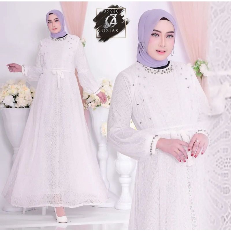 Gamis Pesta Brukat Putih by Ozias