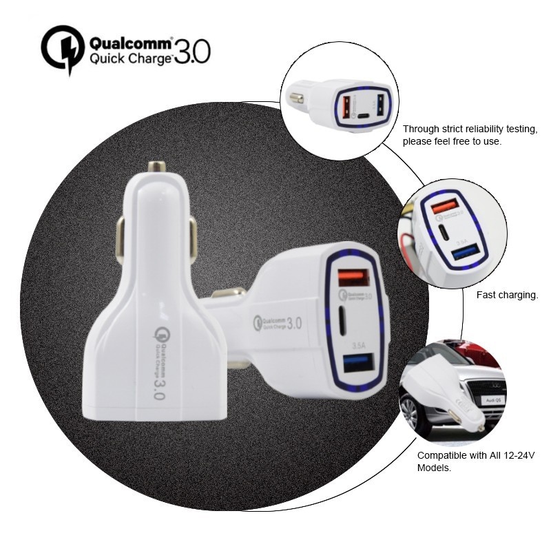 cas mobil type c 2 port USB 7A car charger suport fast charging Qualcomm quick charge 3.0 output 12volt