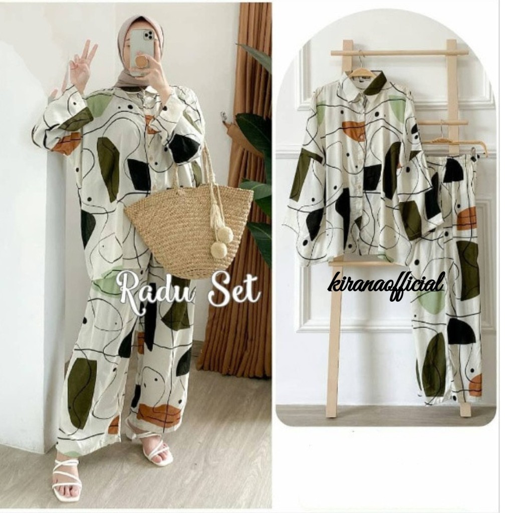 One set Rayon Viscose Busui Ld 100 - 110 Motif Kekinian-RADU SET LD102