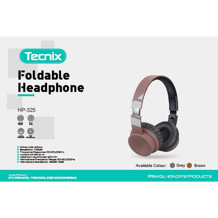 headset foldable tecnix hp-325 for mobile - headphone tecnix hp325