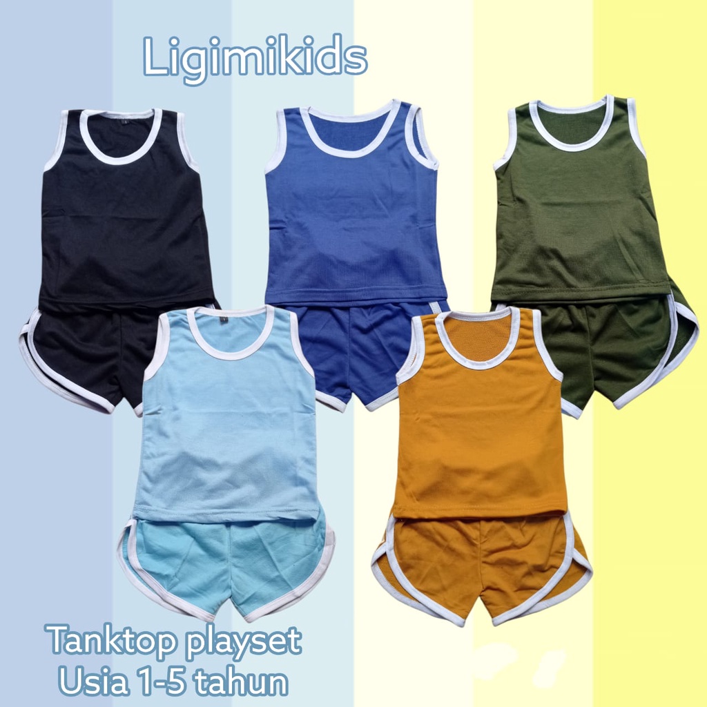 ligimi- setelan singlet anak cowok / set anak laki laki/ setelan anak polos/ setelan anak