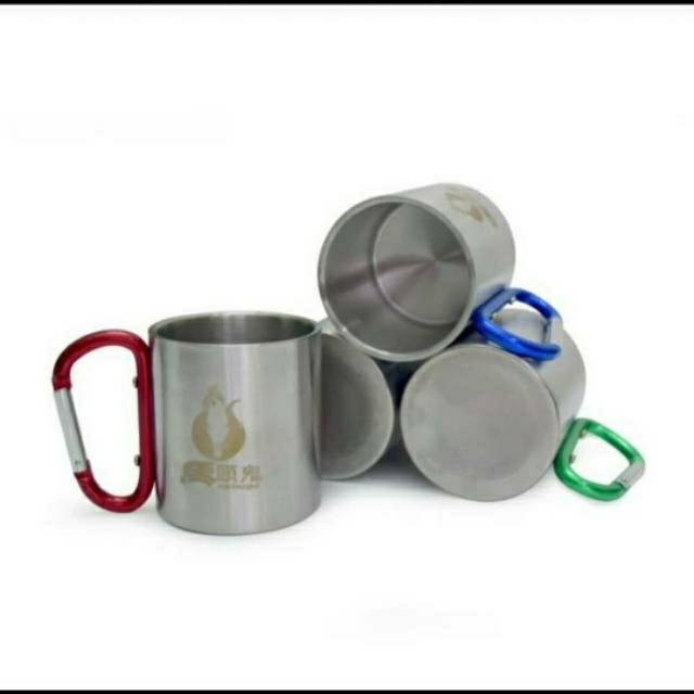 Gelas carrabiner / gelas cangkir kopi  / gelas camping / gelas Stainless Steel
