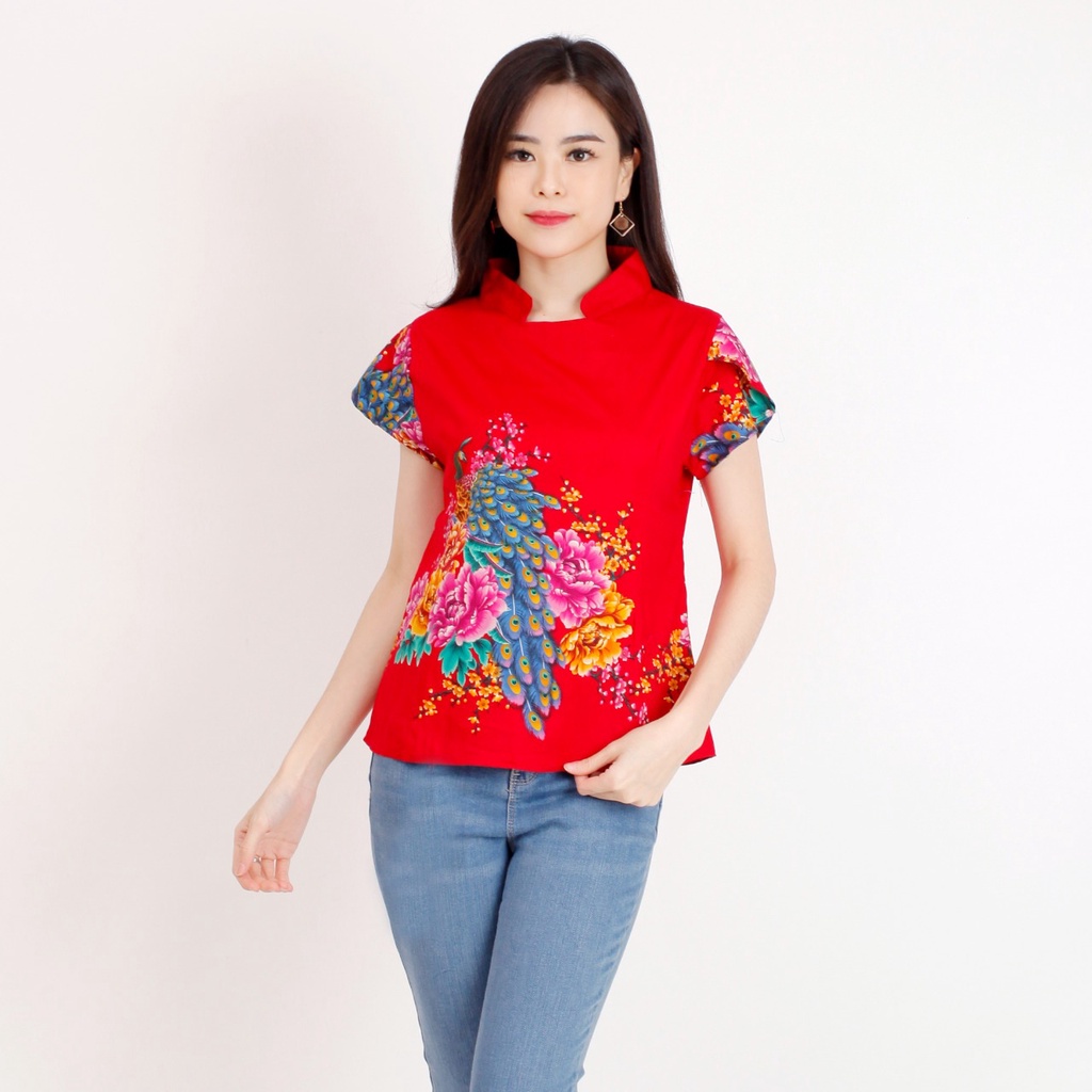 Batik wanita - Atasan blouse batik wanita fashion 569-RED
