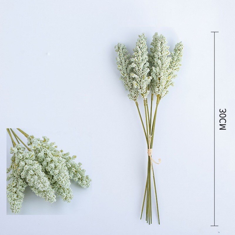 6pcs Bunga LAVENDER GRAIN SPIKE - Bunga Plastik Dekorasi Rumah-Hijau