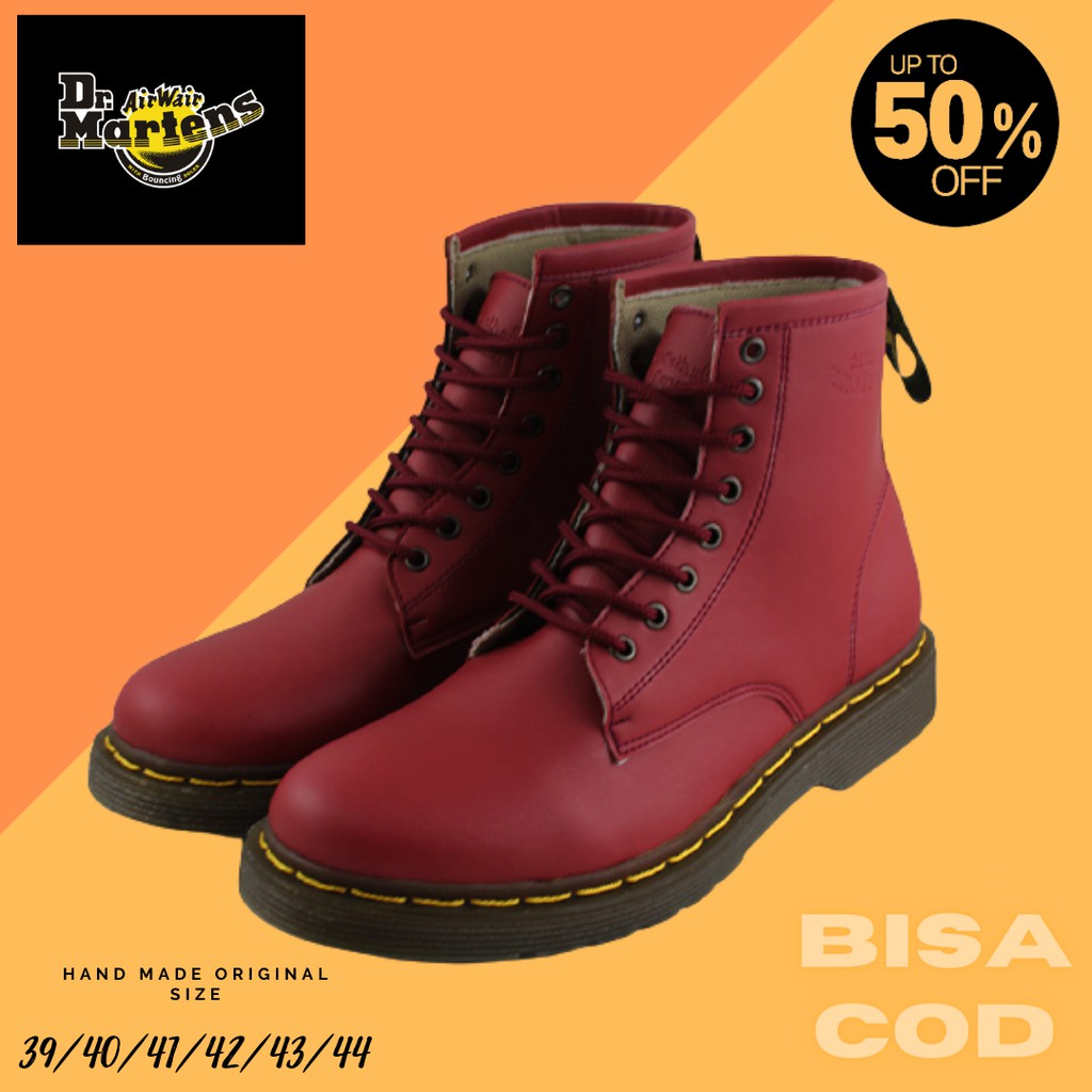 BISA COD Sepatu boots pria dr martens 8 hole maroon dockmar boot cowok murah docmart kekinian