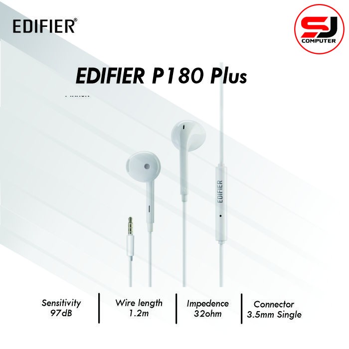 Earphone Edifier P180 Plus White-Earbuds with Remote and Mic