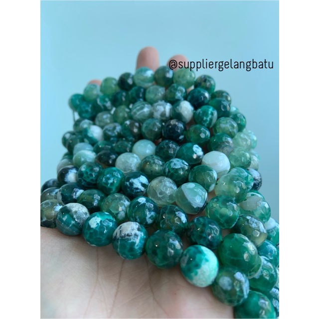 bahan CUTTING GREEN WHITE PERSIAN JADE 12mm batu import putih hijau