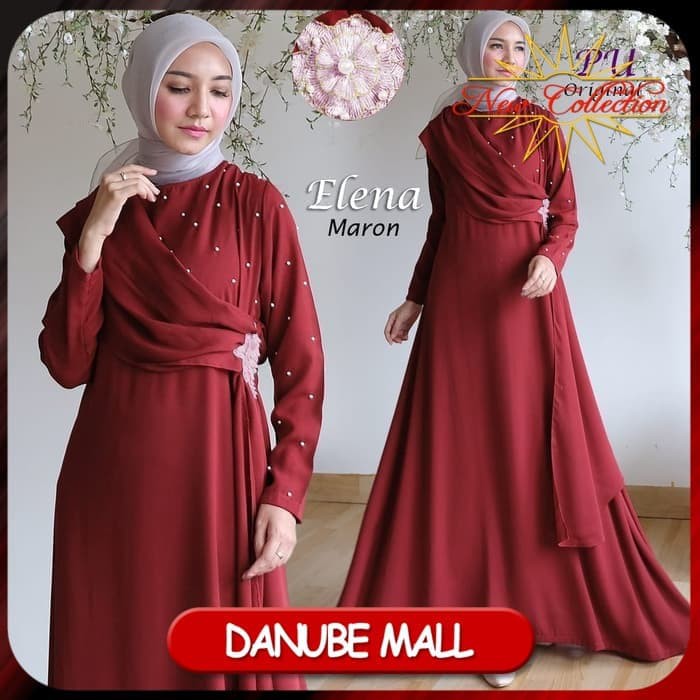 Gamis Pesta Modern Elena Syari Maxi Dress Fashion Wanita Terbaru