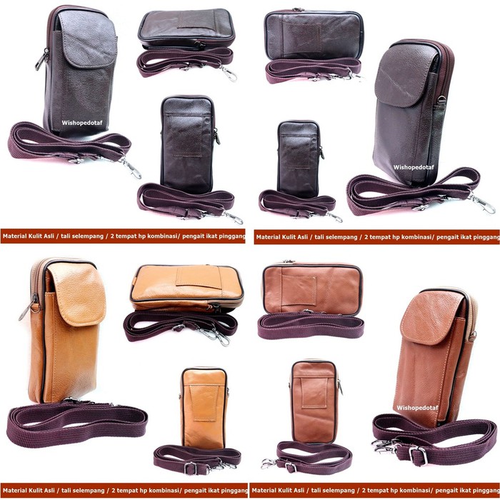 Obral Dompet HP Kulit Selempang Kombinasi Pria