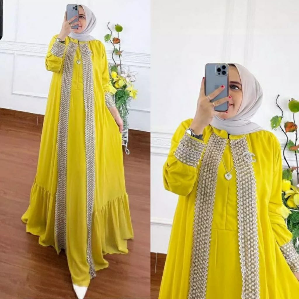 baju gamis wanita COD ⭐️ Savana Dress Muslim Premium Cerutty Full Renda Brukat  Ld 110 Fit To XL ⭐️⭐