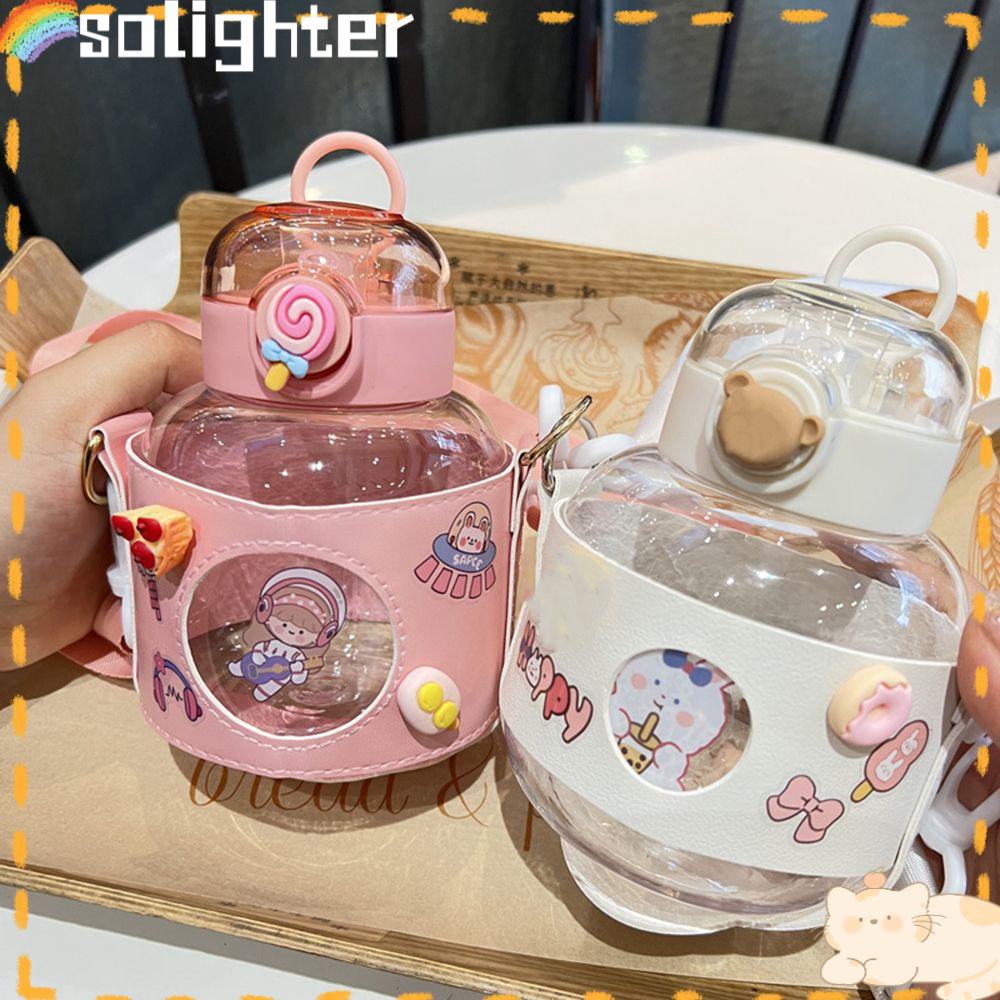 Solighter Botol Minum Anak Portable Motif Kartun Dengan Sedotan Untuk Travel