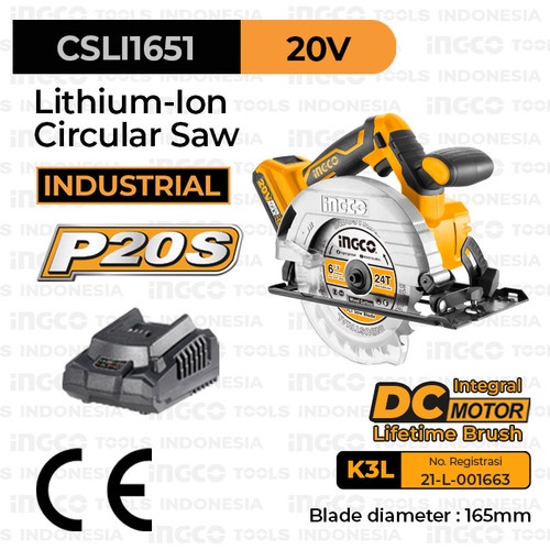 Circular Saw Cordless Gergaji Serkel INGCO CSLI1651
