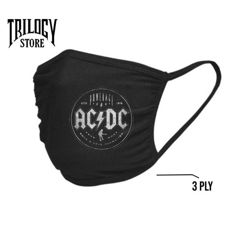 MASKER BAND ACDC “ROCK N ROLL DAMNATION” 3 PLY | MASKER BAND KAIN 3 LAPIS & MASKER SCUBA 1 LAPIS