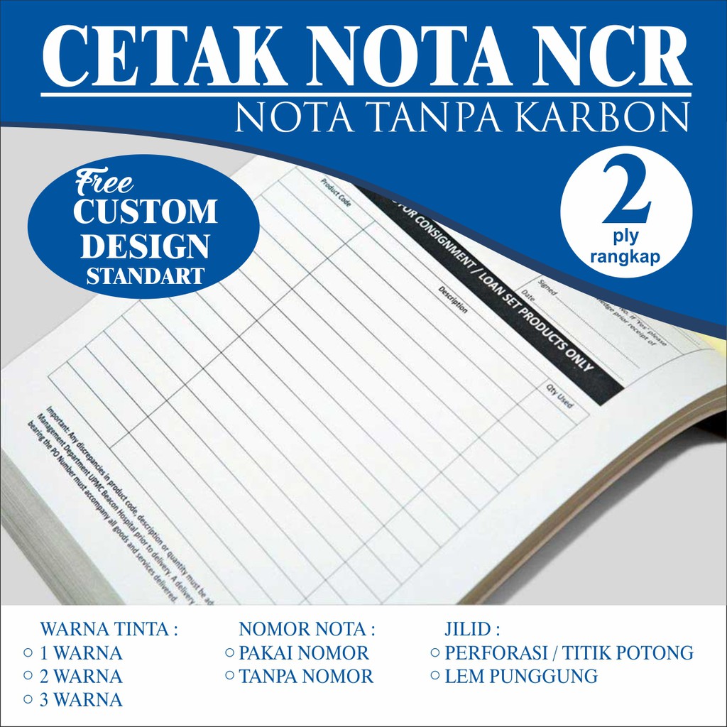 

Cetak Custom Nota Surat Jalan Faktur Form NCR Tanpa Karbon Rangkap 2