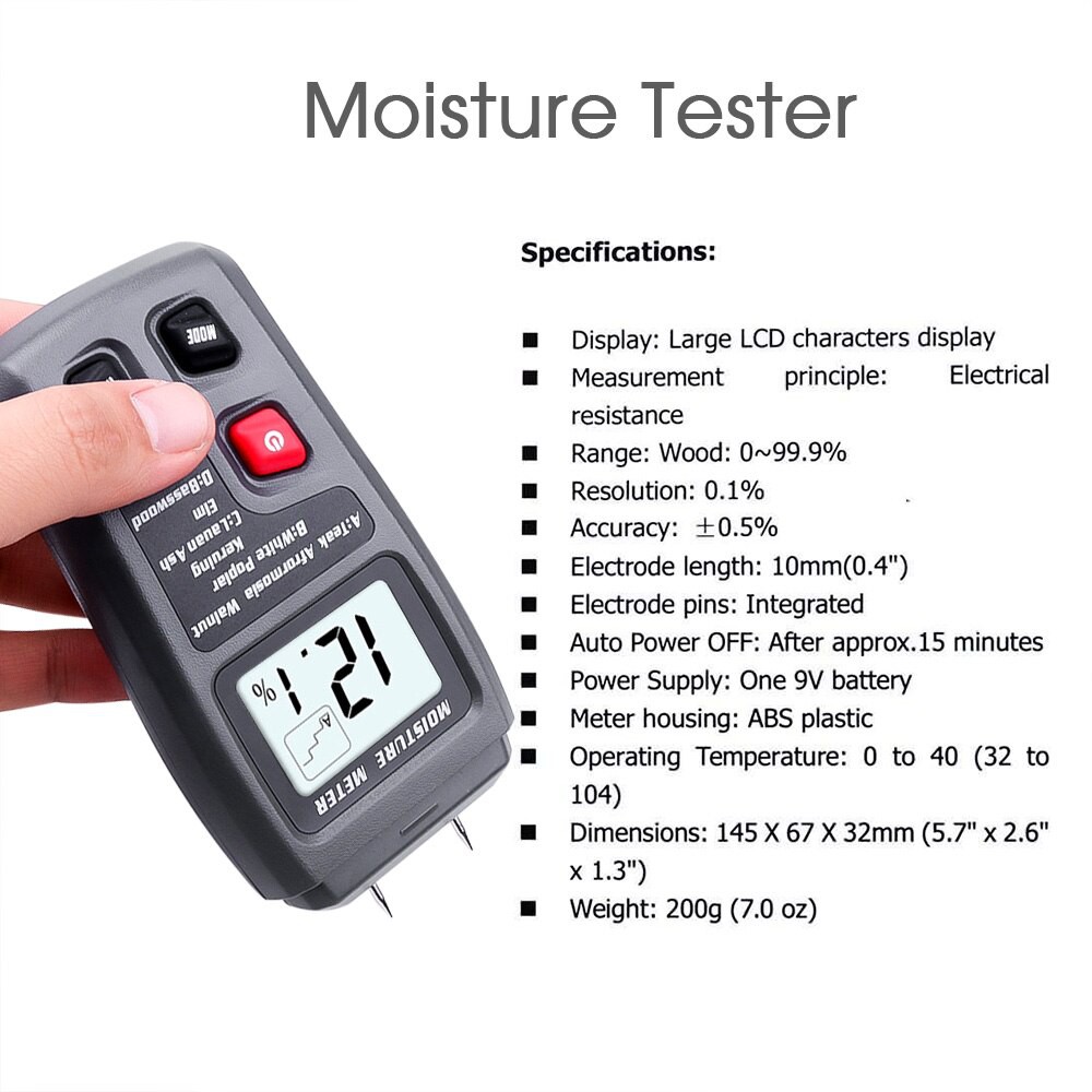 Wood Moisture Meter Kayu Alat Ukur Kadar Air Kayu Kertas Meja Lemari Ukiran MT-10 MT10