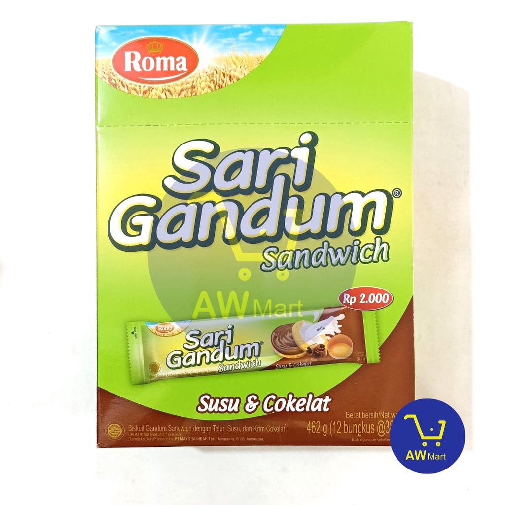 ROMA SARI GANDUM BOX ECER 2000 (isi 12 SACHET X 38.5 GRAM) 462GR ECER 2000