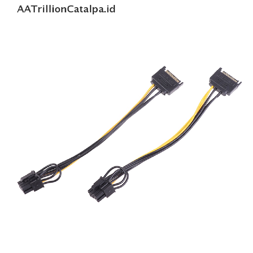 2pcs Kabel Power Supply 15 pin SATA Male Ke 8pin (6 + 2) PCI-E 15-pin Ke 8pin