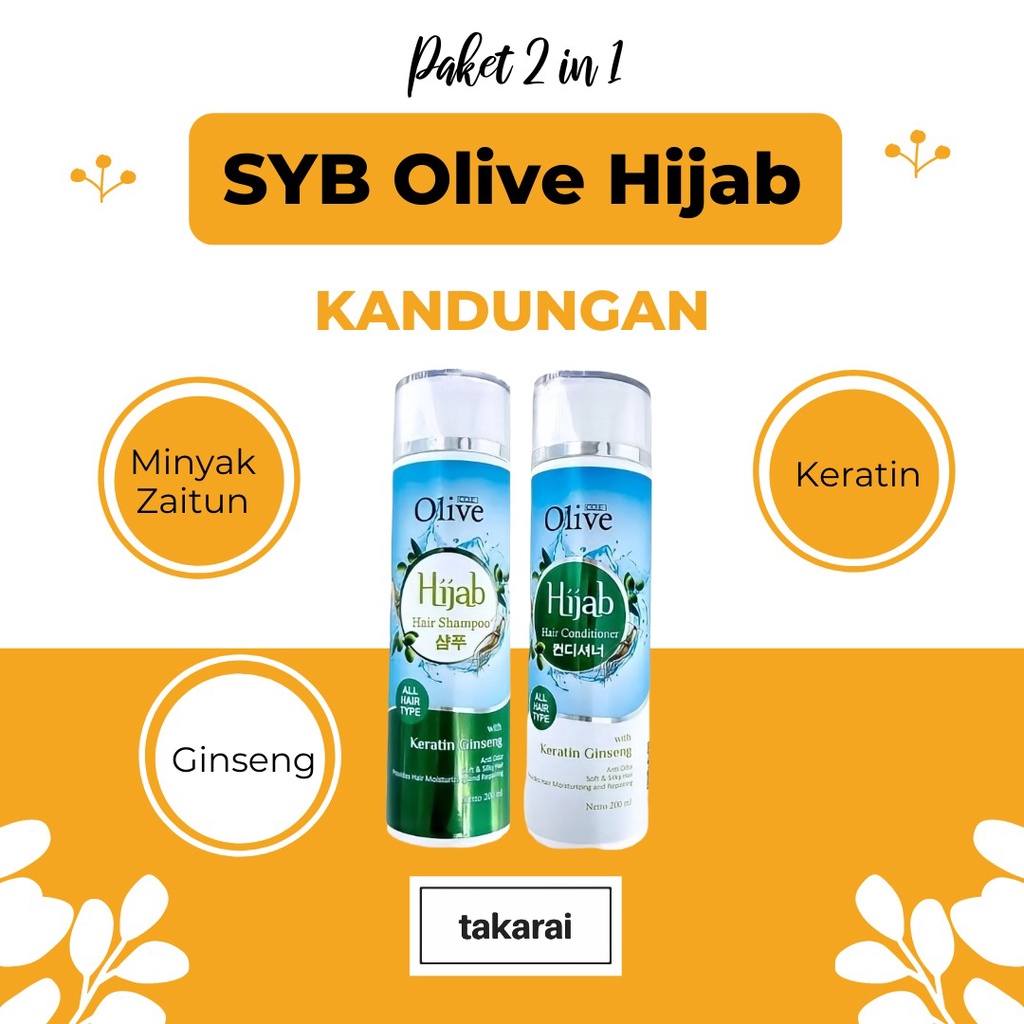 [ORI] SYB Olive Hijab Paket 2in1 Shampoo + Conditioner Perawatan Rambut Wanita Berhijab - 200ml BPOM