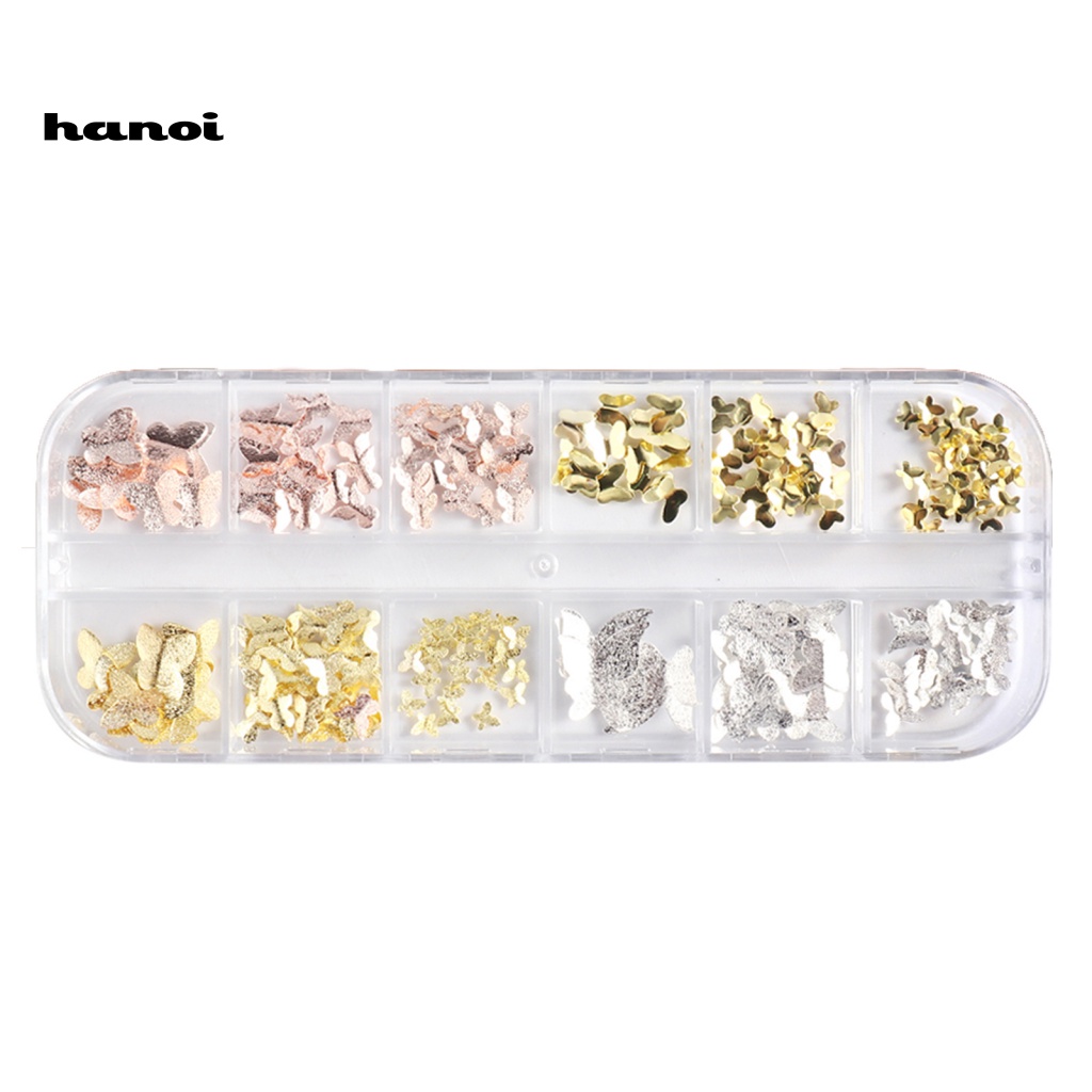 Han_ 1 Kotak Hiasan Kuku Bentuk Kupu-Kupu Untuk Nail Art