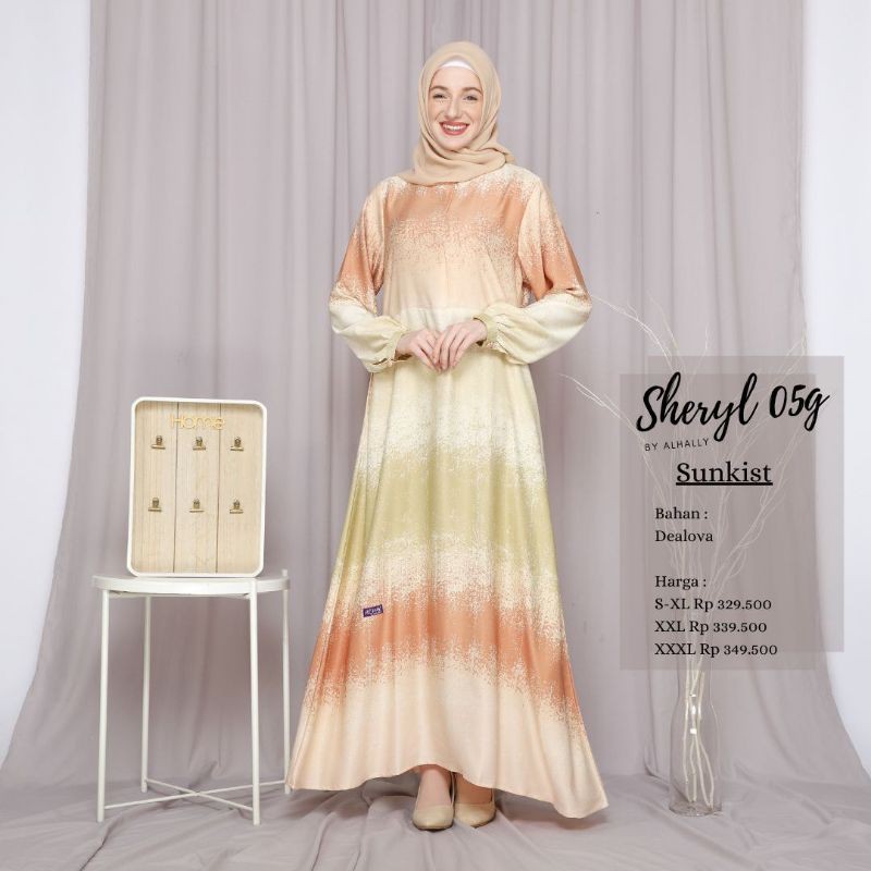 (COD) Terbaru gamis wanita muslim AL HALLY SHERYL 05G ll gamis Busui satin tebal ORI - AL HALLY