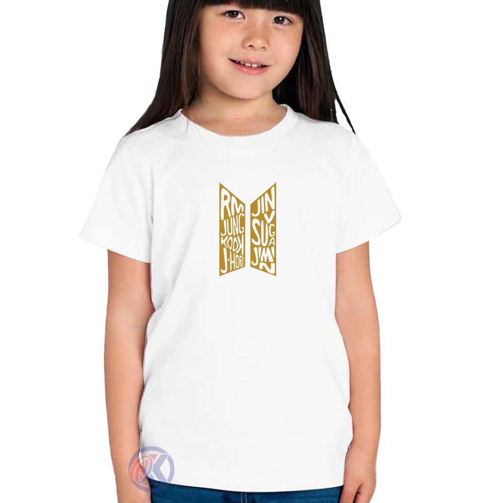 Baju Kaos Anak Perempuan  Logo Bts Personil  Gold BT21  Korean Idol  K-pop