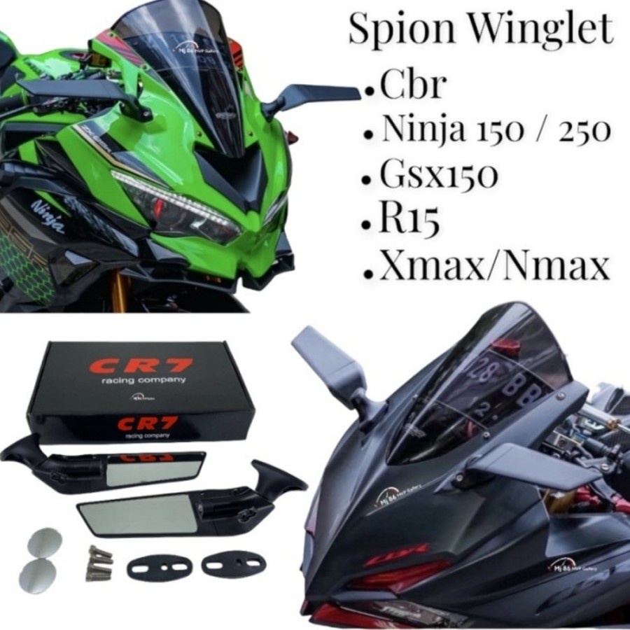 Spion Winglet Nmax Aerox Pcx Adv 10R R15 R25 Cbr 250r Zx636 Z10r R6 Ninja 250 Fi Dll CR7 Stealth Full Universal Sepion Mirror Winglet