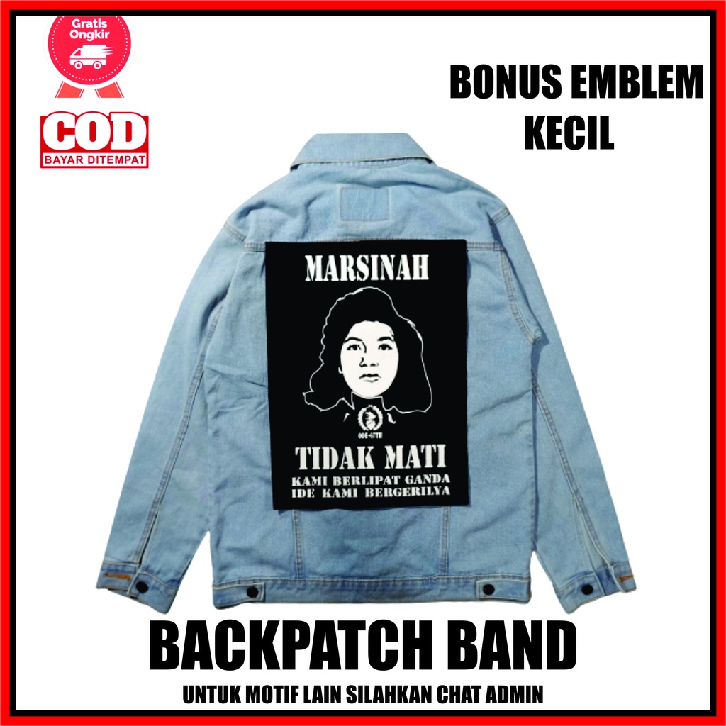 Emblem Punggung Backpatch Jaket Jeans Besar Band Punk Marsinah Refuse Resist Munir Tan Malaka