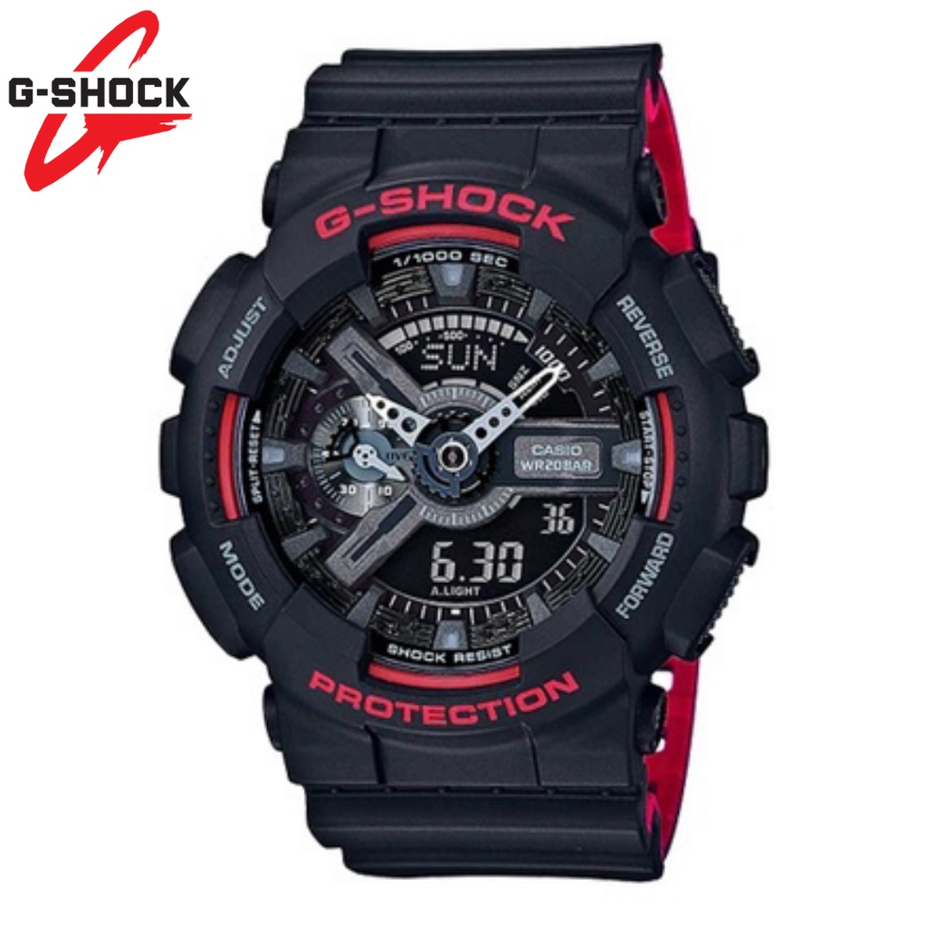 Casio GA-110HR-1ADR - Digital Analog Dial Red Black Resin Band