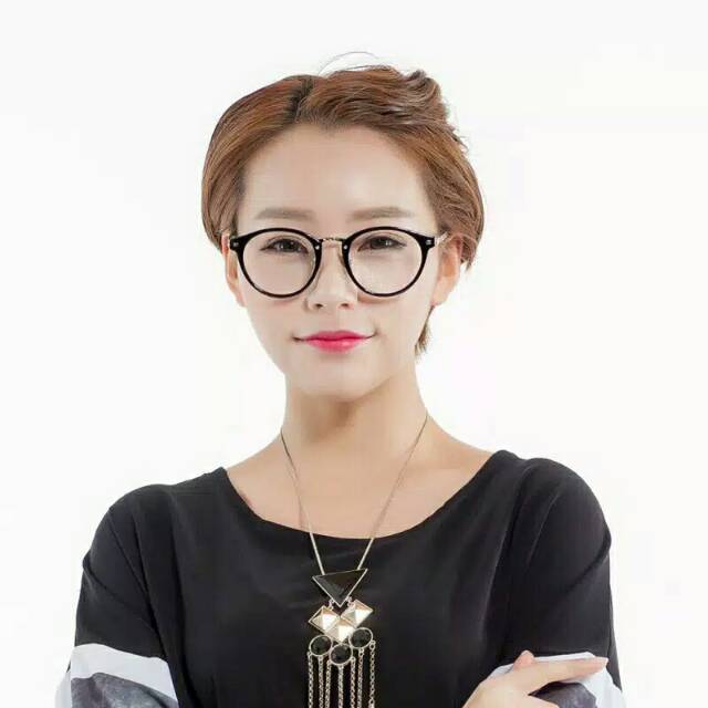 KACAMATA WANITA KOREA OVAL GAGANG BESI CA 153 / KACAMATA BENING