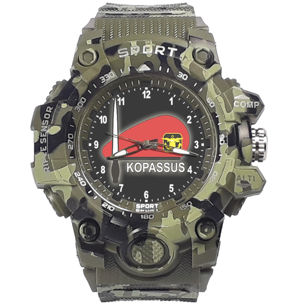 {Istimewa} Jam Tangan BARET MERAH KOPASUS -Hijau Army Water Resistant