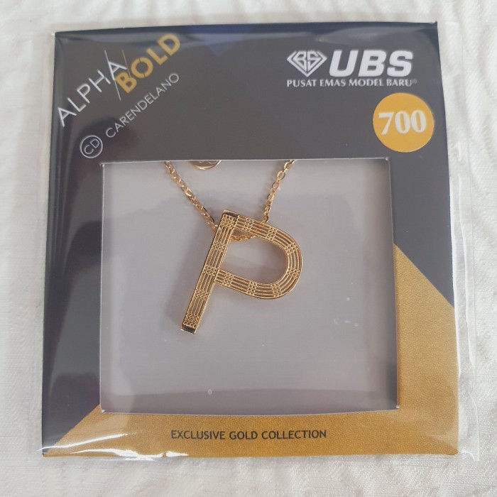 kalung emas carendelano alpha bold huruf P emas 70% 700 70 %