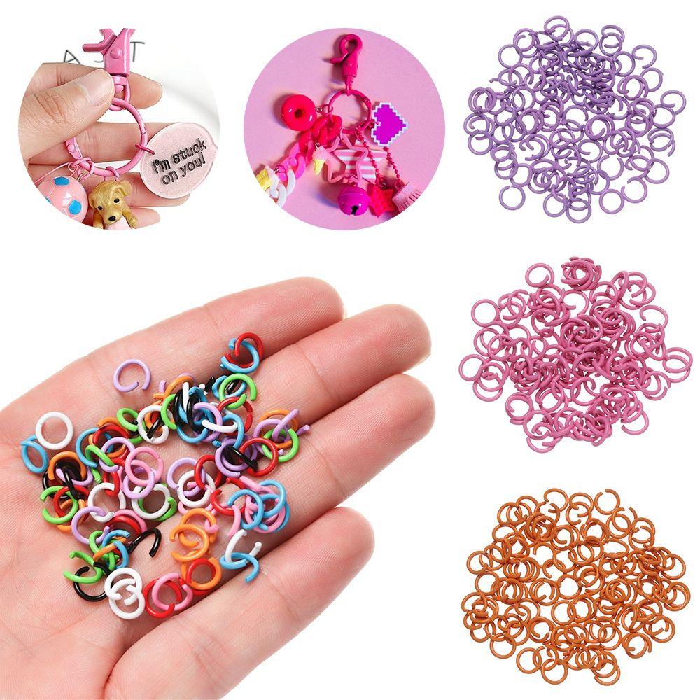 SUYO 100pcs DIY Temuan Perhiasan Warna-Warni Membuat Perhiasan Aksesoris 1.2x8mm Split Ring