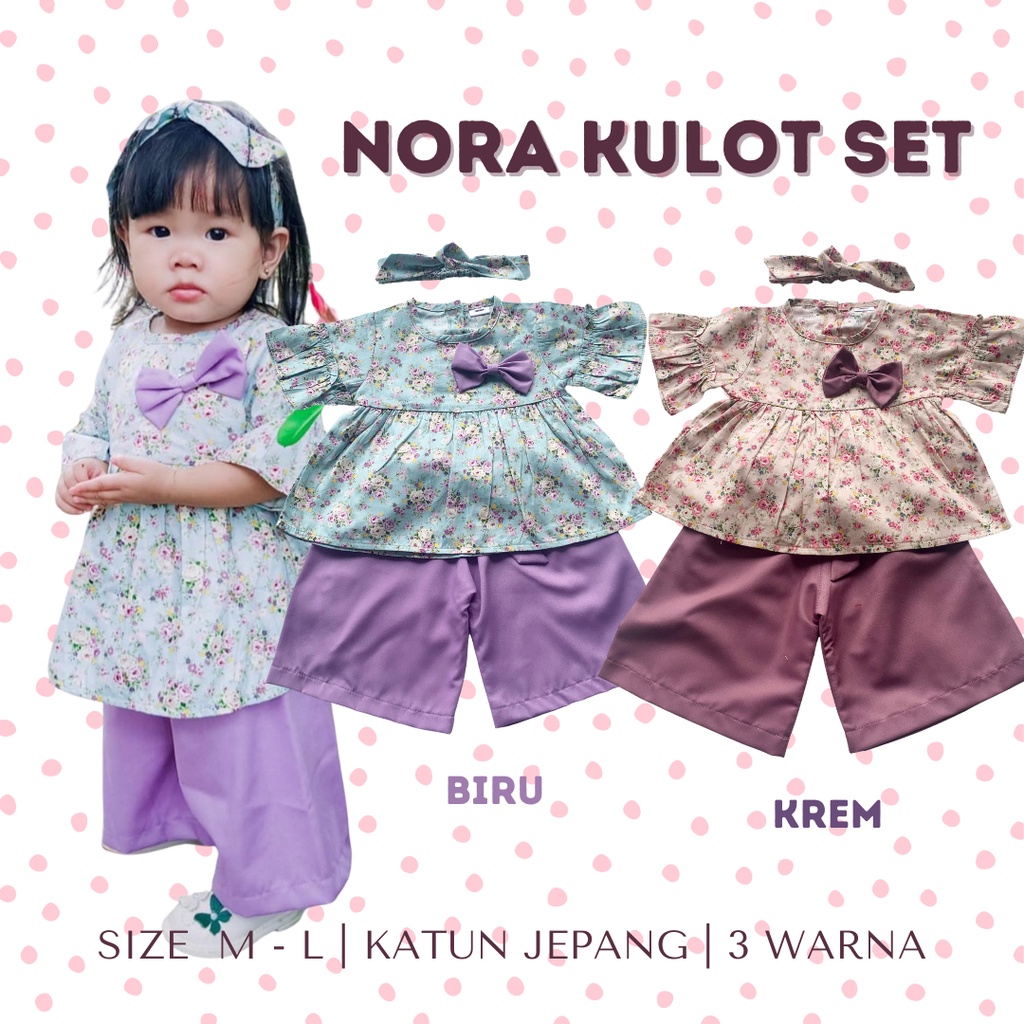 baju anak perempuan bayi balita 1 2 tahun 12 bulan NORA kulot set setelan katun kulot bayi