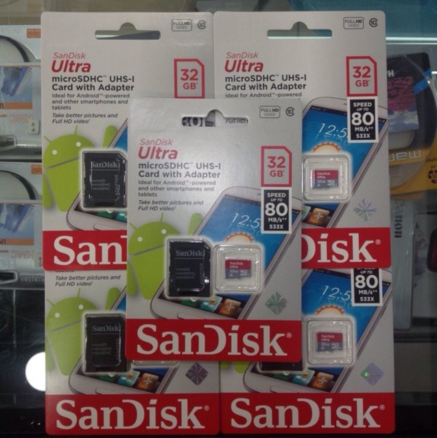 Memory Sandisk Ultra microSDHC 32GB 80mbps Class 10 with Adapter