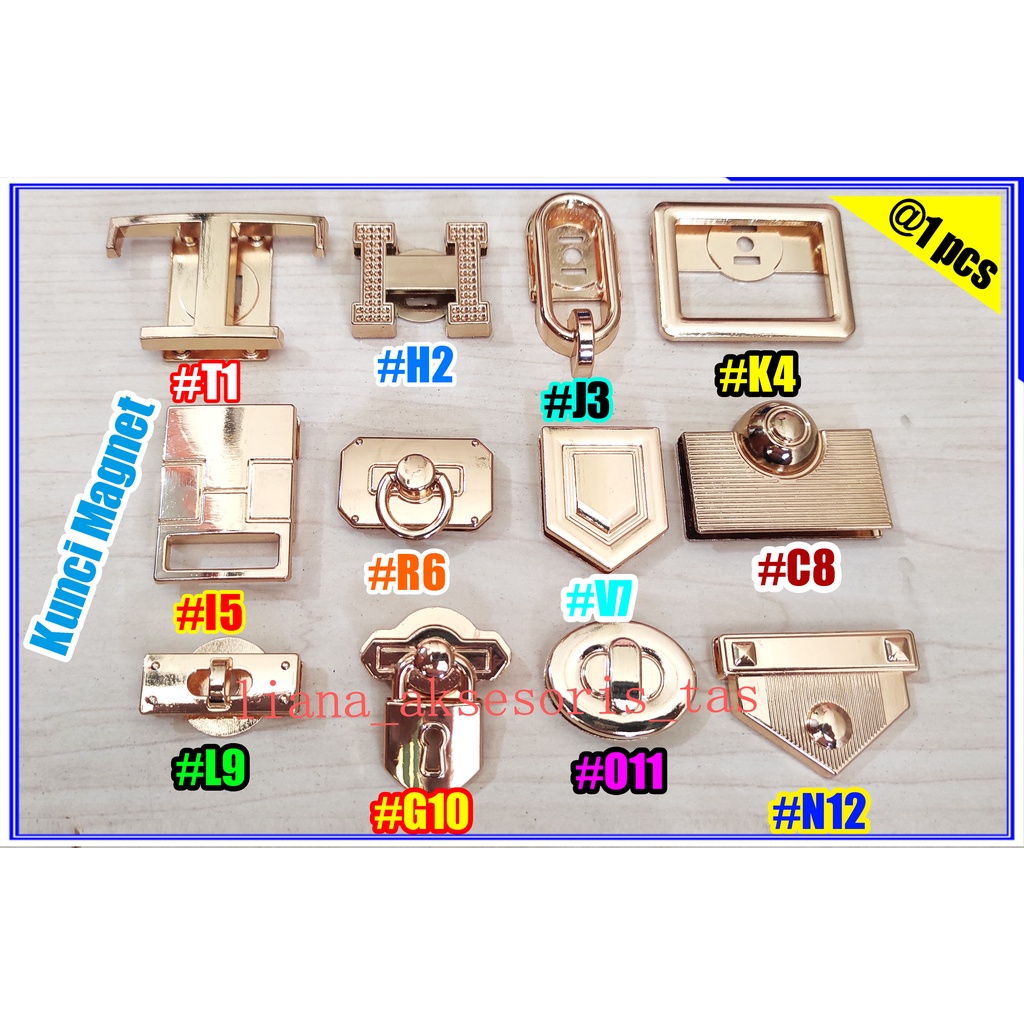 AKSESORIS TAS KUNCI TAS + KANCING MAGNET - KUNCI MAGNET TAS IMPOR (@1 PCS) VARIASI TAS MAGNET