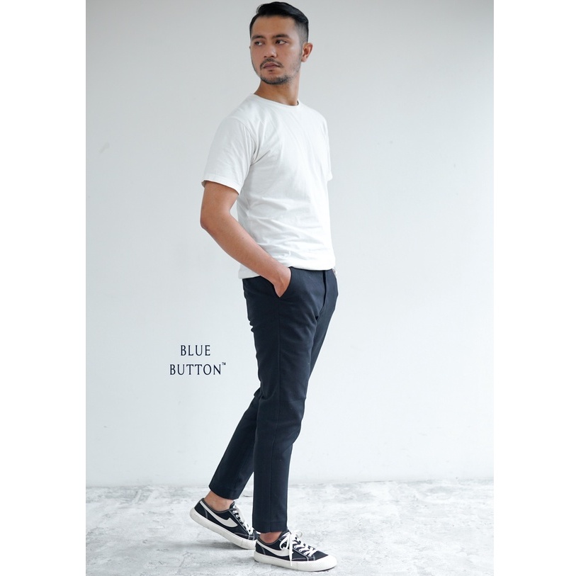 BlueButton Smart Chino Ankle Pants SLIM FIT Celana Panjang Pria - Navy