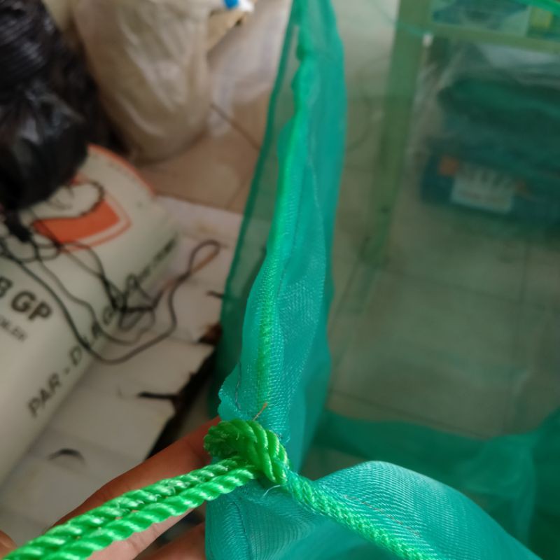 K2105 Keramba hapa 2m x 1m x 0.5m ikan burayak larva anak kain kasa hijau siap pakai tali tambang
