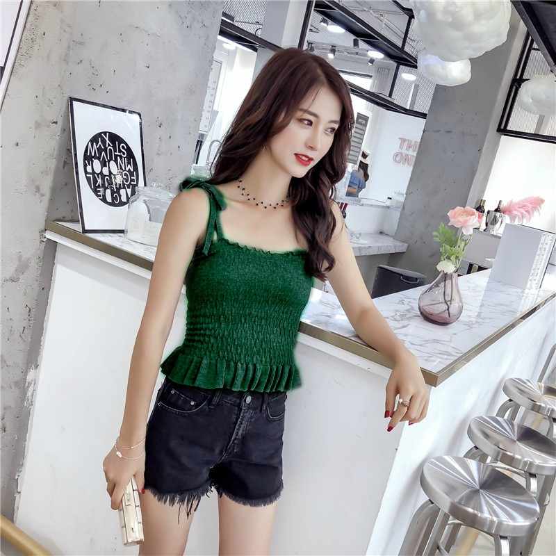 Tanktop Korean Wrinkle Tanktop Baju Tengtop Atasan Wanita CAVALU 093 Hayden