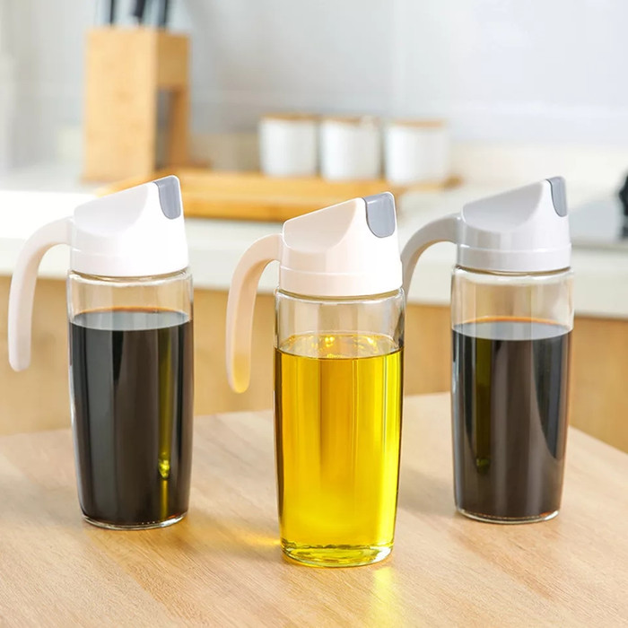 630 ml Botol Minyak Kecap cuka dengan kaca tebal dgn tutup otomatis Glass bottle Cooking Oil Vinegar