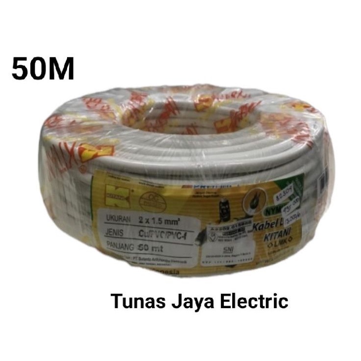 Kabel Serabut NYMHY 2x1,5mm @50M Tembaga Murni Kitani - Standar SNI LMK