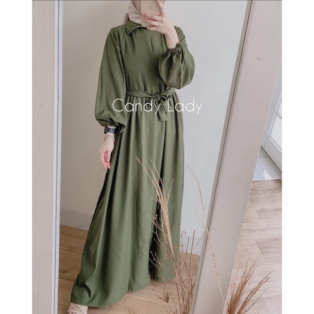Baju Gamis Wanita Muslim Terbaru Sandira Dress cantik Murah kekinian GMS01 WN 1-LAMIA ARMY