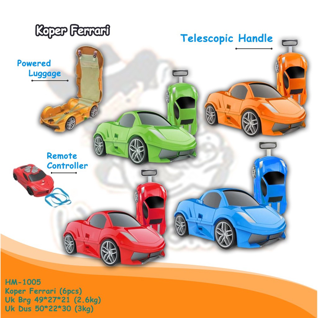 Koper Anak Ferrari Remote Travel Trolly Troli Tas Karakter Cabin Size HM1005 HM1006 Horsemen