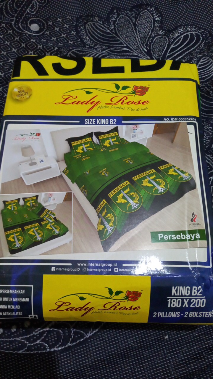 Sprei 180x200 / 160x200 Lady Rose Motif Persebaya - Ladyrose 180 160 King Queen - Bola Indonesia Sp