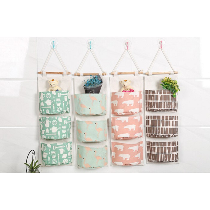 Organizer Korea 3 Sekat  Pouch Gantung 3 Sekat Storage Bag Gantung Motif