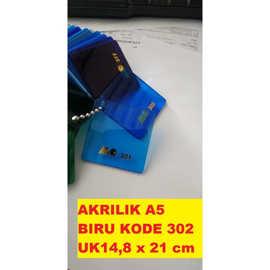 Akrilik A5 Lembaran 3mm Acrylic 3mm Biru Transparan Marga Cipta