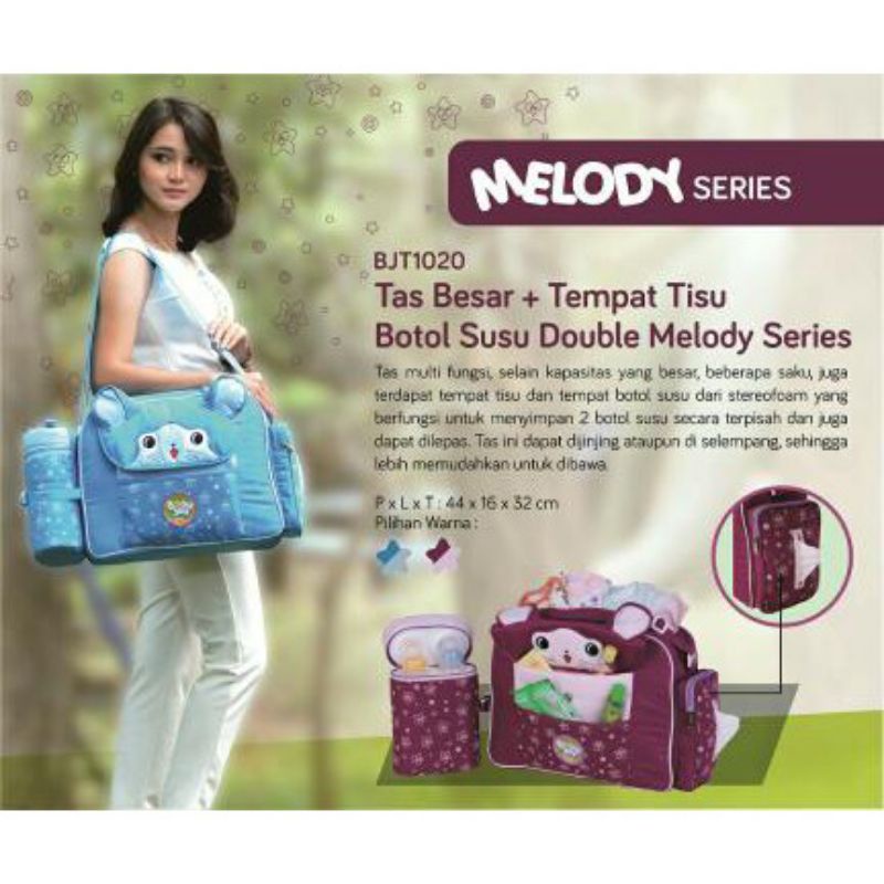 Tas bayi besar dengan tempat tissue dan double tempat susu baby joy Melody series