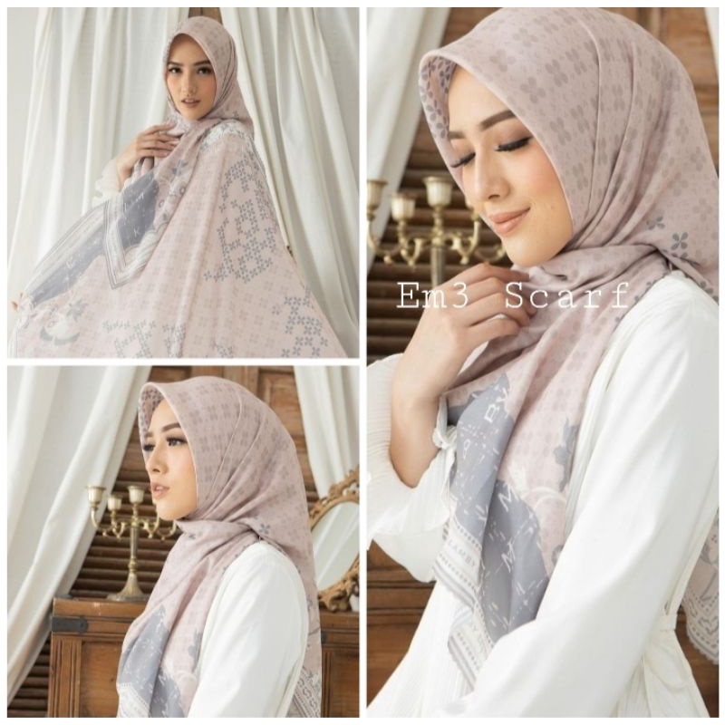 Hijab segiempat voal motif Wearing LASERCUT ethnic