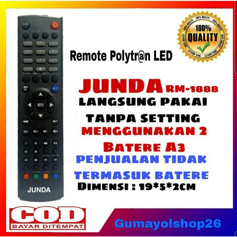 REMOTE TV MULTI POLYTRON LCD/LED RM-1888 JUN DA